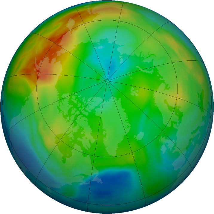 Arctic ozone map for 12 December 2004
